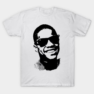 Stevie Wonder Portrait black white T-Shirt